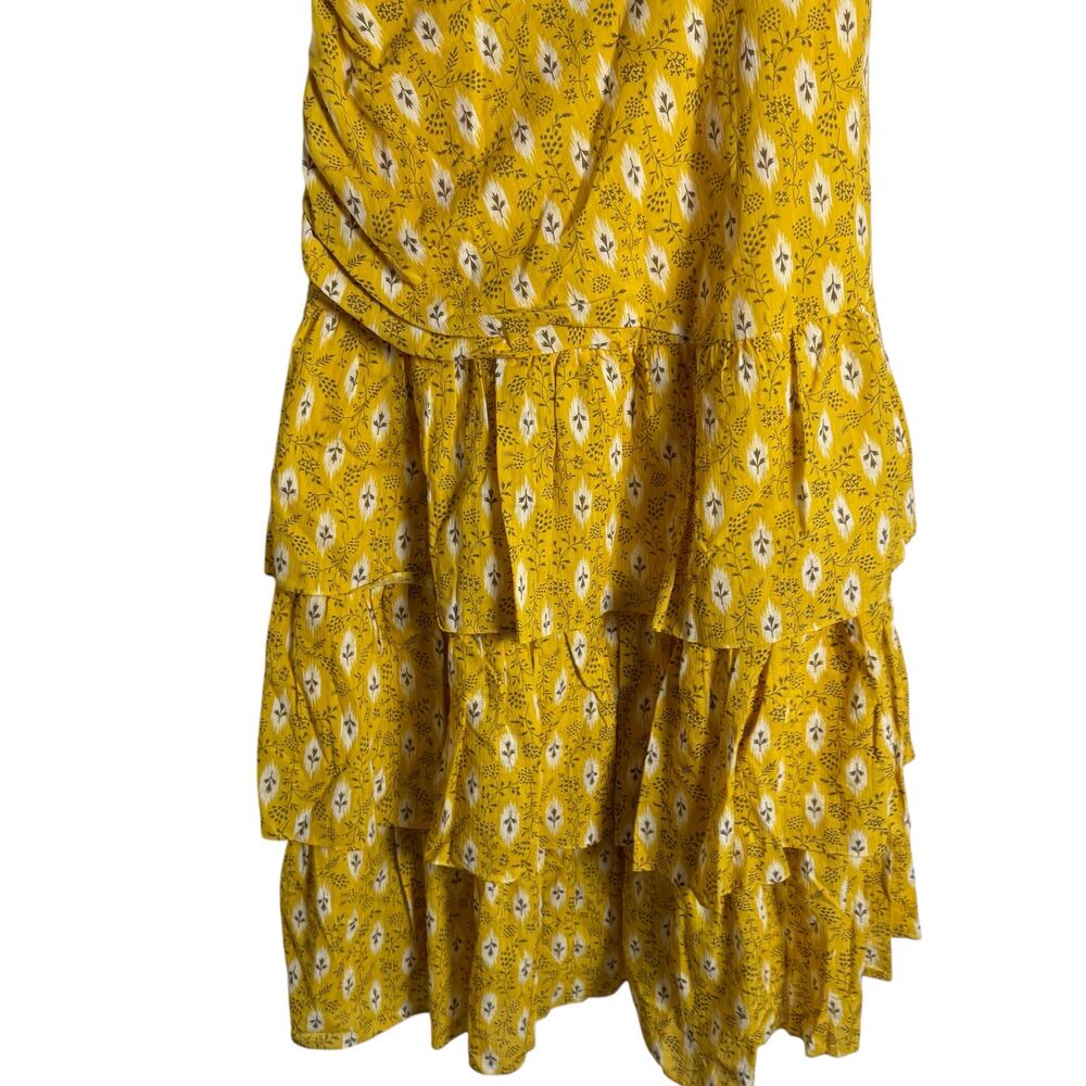 Veronica Beard Virginia Sun Yellow One Shoulder Floral Tiered Maxi Dress Size 16 - Picture 12 of 16